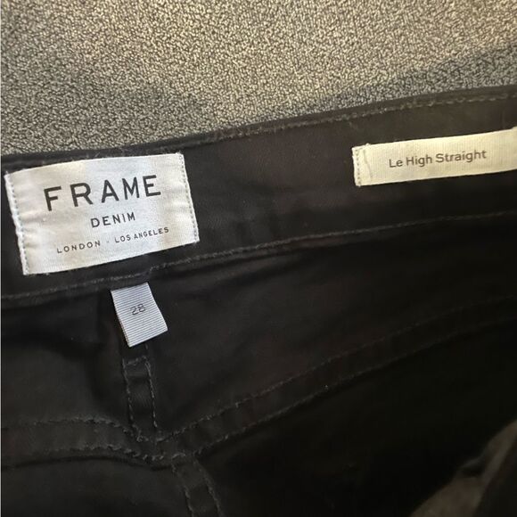 Frame Black Le High Straight Velvet Sparkle Side Stripe Step Hem Jeans Size 28 - Picture 6 of 11